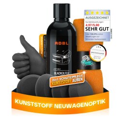ADBL Au&szlig;en Kunststoffpflege Set Blackouter 200ml + Zubeh&ouml;r (7-teilig)